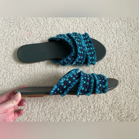 Rothy’s Teal Fringe Strap Sandals - Picture 3 of 4